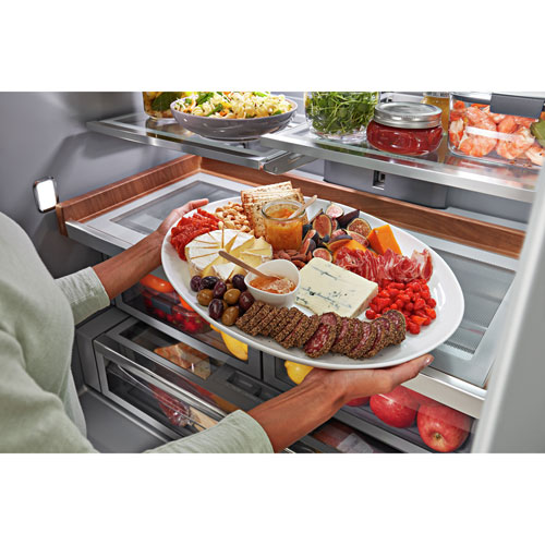 KitchenAid 36" 27 Cu Ft French Door Refrigerator w/ Water & Ice Dispenser (KRFF577KPS) -Stainless Steel