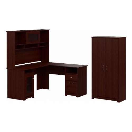 Bush furniture cabot l deals shaped computer desk with hutch