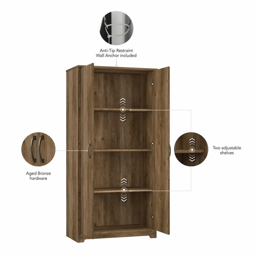 Bush Furniture Cabot Tall Storage Cabinet in Reclaimed Pine - Engineered Wood