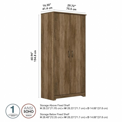 Bush Furniture Cabot Tall Storage Cabinet in Reclaimed Pine - Engineered Wood