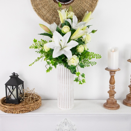 Real Touch™ White Artificial Rose Floral Sprays, Set of 6 -35"