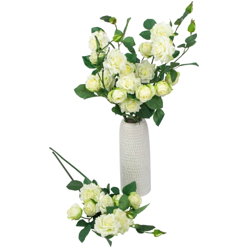 Real Touch™ White Artificial Rose Floral Sprays, Set of 6 -35"