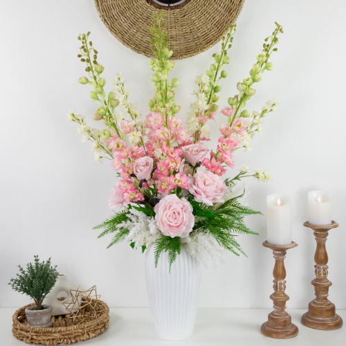 Real Touch™ Pink Delphinium Artificial Floral Stems, Set of 6 - 40"