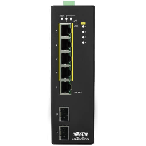 TRIPP LITE  5-Port Lite 120W Managed Poe+ 10/100/1000Mbps Rj45 Ports Gigabit Ethernet Switch (Ngi-S05C2Poe4) In Black