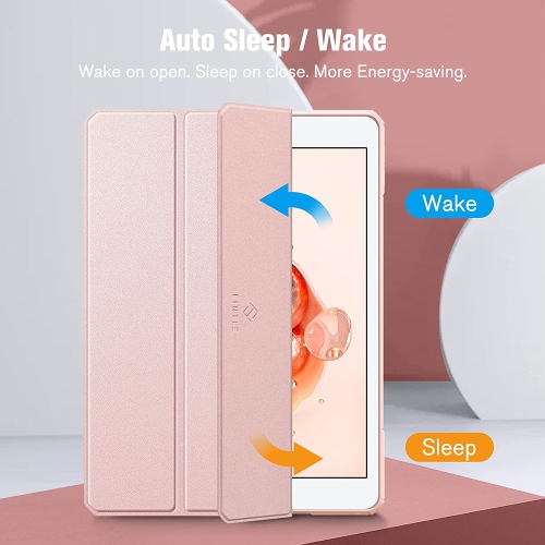 F Hybrid Slim Case for iPad 9th / 8th / 7th Generation 10.2 inch - [Built-in Pencil Holder] Shockproof Cover with Clear Transparent Back Shell, Auto