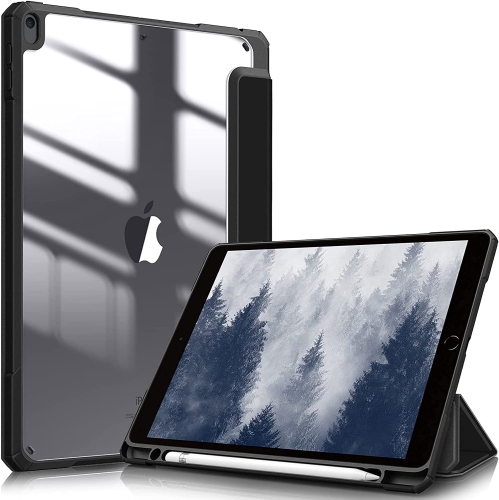 F Hybrid Slim Case for iPad Air 3rd Gen 10.5 2019 / iPad Pro 10.5 Inch 2017 - [Built-in Pencil Holder] Shockproof Cover with Clear Transparent Back