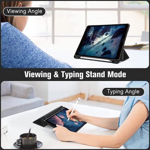 F Hybrid Slim Case for iPad Air 3rd Gen 10.5 2019 / iPad Pro 10.5 Inch 2017 - [Built-in Pencil Holder] Shockproof Cover with Clear Transparent Back