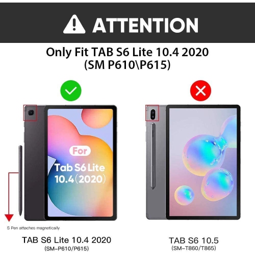 Z – Étui pour Galaxy Tab S6 Lite 10.4 2022/2020, étui robuste antichoc SM-P610/P613/P615/P619 avec support pour stylet S Pen, bandoulière et ceinture