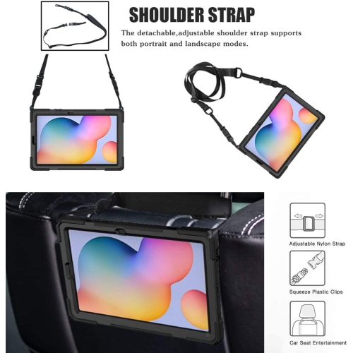 Z – Étui pour Galaxy Tab S6 Lite 10.4 2022/2020, étui robuste antichoc SM-P610/P613/P615/P619 avec support pour stylet S Pen, bandoulière et ceinture