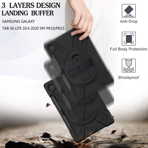 Z – Étui pour Galaxy Tab S6 Lite 10.4 2022/2020, étui robuste antichoc SM-P610/P613/P615/P619 avec support pour stylet S Pen, bandoulière et ceinture