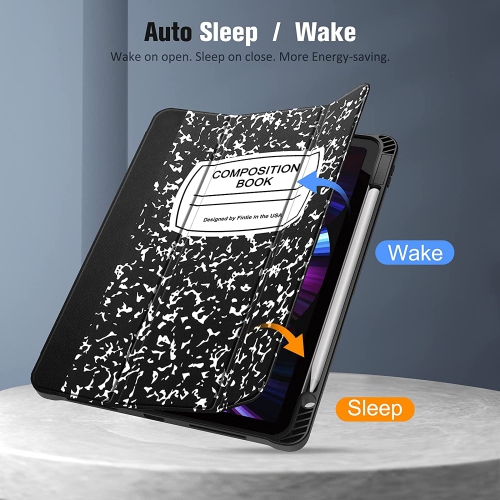 Étui mince pour iPad Pro 11 po 2022/2021 - Étui souple en TPUR flexible avec support à crayons, aussi Fit iPad Pro 11 1re/2e génération, cahier de