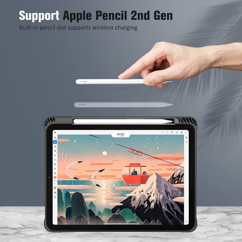 Étui mince pour iPad Pro 11 po 2022/2021 - Étui souple en TPUR flexible avec support à crayons, aussi Fit iPad Pro 11 1re/2e génération, cahier de