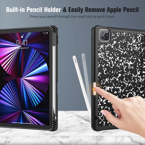Étui mince pour iPad Pro 11 po 2022/2021 - Étui souple en TPUR flexible avec support à crayons, aussi Fit iPad Pro 11 1re/2e génération, cahier de