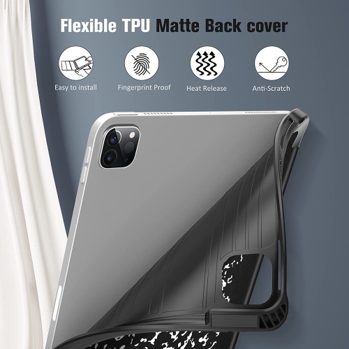 Étui mince pour iPad Pro 11 po 2022/2021 - Étui souple en TPUR flexible avec support à crayons, aussi Fit iPad Pro 11 1re/2e génération, cahier de