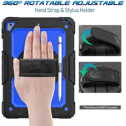 T Kids Case for iPad 6th/5th Generation, 9.7 Inch Case with Screen Protector/ Rotating Stand/ Hand/Shoulder Strap, Full-Body Protective Cover for