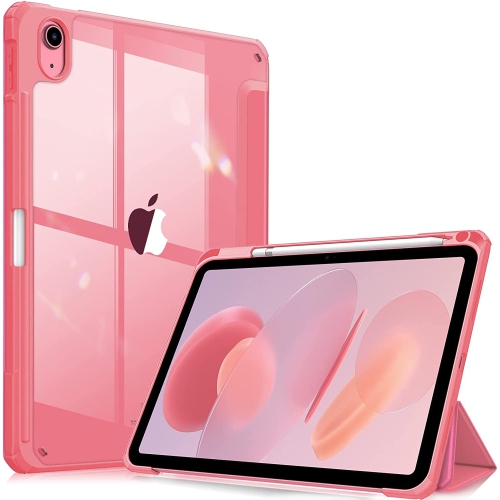 F Hybrid Slim Case for iPad 10th Generation 10.9 Inch Tablet - [Built-in Pencil Holder] Shockproof Cover with Clear Transparent Back Shell, Auto Wake