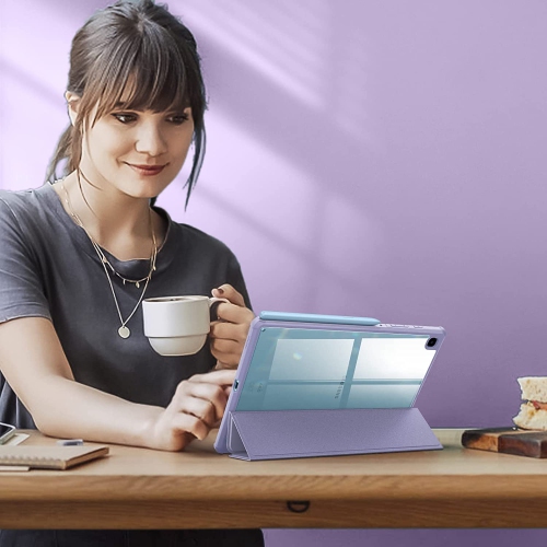 F Hybrid Slim Case for Samsung Galaxy Tab S6 Lite 10.4 inch 2022/2020 Model with S Pen Holder, Shockproof Cover with Clear Transparent Back Shell