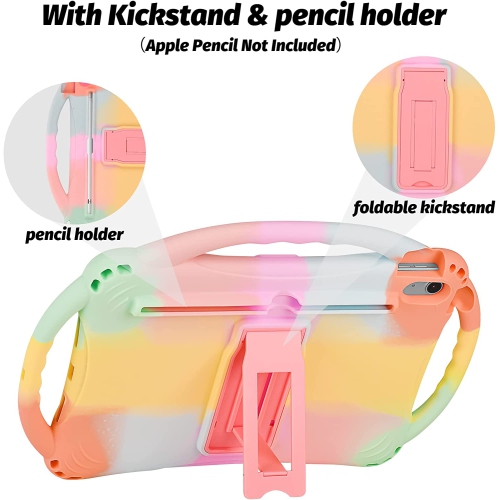 iPad 10th Generation Kids Case,A iPad 10.9 inch Case 10th Generation Built-in Stand Handle and Comes with a Strap,Lightweight Shockproof Silicone