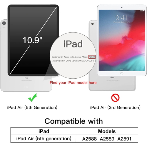 J Case for iPad Air 5, Slim Stand Hard Back Shell Cover with Auto Wake/Sleep (Black)