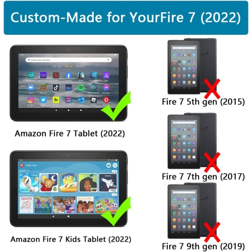 New Fire 7 Tablet Case for Kids 2022 Release(12th Generation) L Fire Tablet 7 Case with Handle Stand Lightweight Durable Shockproof Kid-Proof Cover