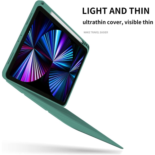 K iPad Pro 11 Inch 2020/2021/2022 Case with Pencil Holder, Lightweight Smart Soft Back Cover [Support Pencil Wireless Charg & Auto Wake/Sleep] for