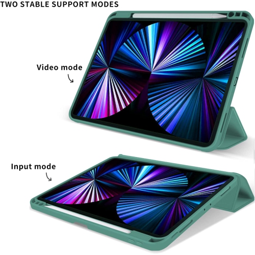 K iPad Pro 11 Inch 2020/2021/2022 Case with Pencil Holder, Lightweight Smart Soft Back Cover [Support Pencil Wireless Charg & Auto Wake/Sleep] for