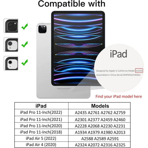 J Magnetic Case for iPad Pro 11 Inch All Models, and iPad Air 5/4, Support Pencil 2nd Gen Charging, Magnetic Attachment, Cover with Auto Wake/Sleep