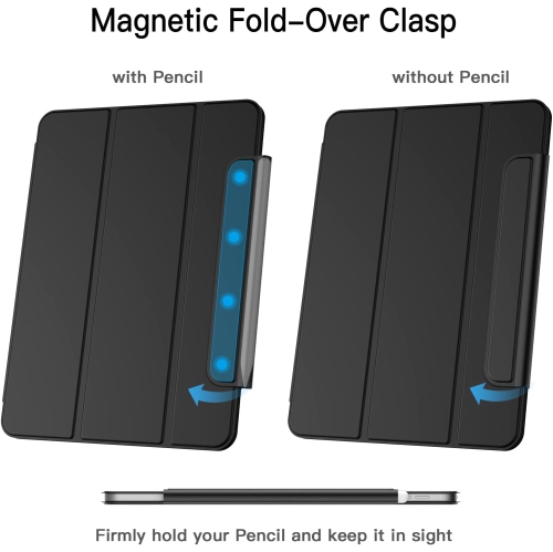J Magnetic Case for iPad Pro 11 Inch All Models, and iPad Air 5/4, Support Pencil 2nd Gen Charging, Magnetic Attachment, Cover with Auto Wake/Sleep