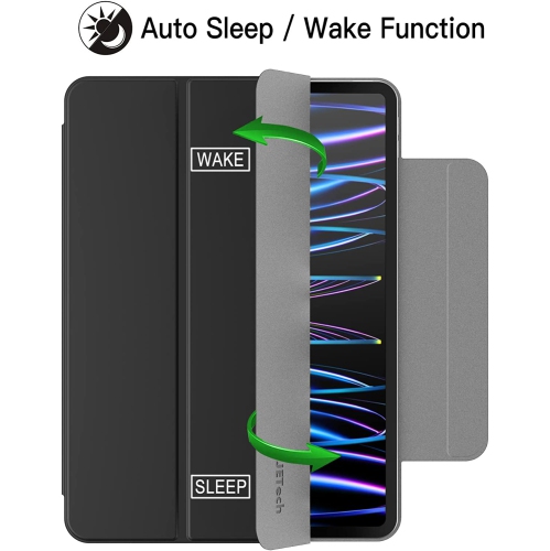 J Magnetic Case for iPad Pro 11 Inch All Models, and iPad Air 5/4, Support Pencil 2nd Gen Charging, Magnetic Attachment, Cover with Auto Wake/Sleep