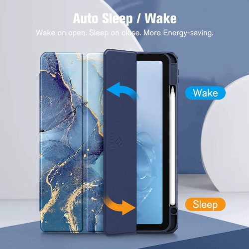 F Hybrid Slim Case for iPad Air 5th Generation / iPad Air 4th Generation (2020) 10.9 Inch - [Built-in Pencil Holder] Shockproof Cover with Clear