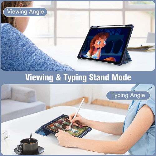 F Hybrid Slim Case for iPad Air 5th Generation / iPad Air 4th Generation (2020) 10.9 Inch - [Built-in Pencil Holder] Shockproof Cover with Clear