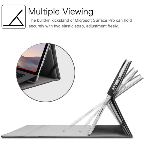 F Case for New Microsoft Surface Pro 7 / Pro 6 / Pro 5 / Pro 4 / Pro 3 12.3 Inch Tablet - Multiple Angle Viewing Portfolio Business Cover, Compatible