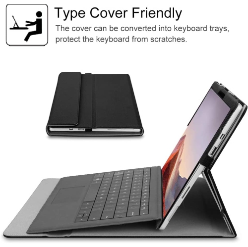 F Case for New Microsoft Surface Pro 7 / Pro 6 / Pro 5 / Pro 4 / Pro 3 12.3 Inch Tablet - Multiple Angle Viewing Portfolio Business Cover, Compatible