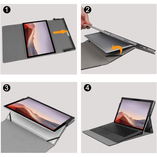 F Case for New Microsoft Surface Pro 7 / Pro 6 / Pro 5 / Pro 4 / Pro 3 12.3 Inch Tablet - Multiple Angle Viewing Portfolio Business Cover, Compatible