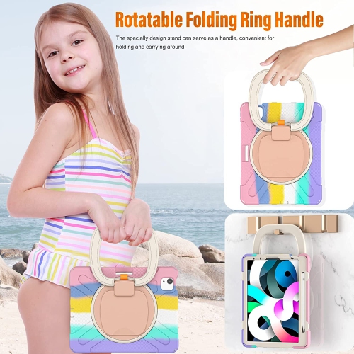 S iPad Air 5th/4th Generation Case 2022/2020, iPad Pro 11 4th Generation Case 2022, Kids Cover Rotate Stand/Hand Grip/Shoulder Strap/Pencil Holder