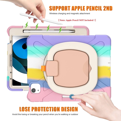 S iPad Air 5th/4th Generation Case 2022/2020, iPad Pro 11 4th Generation Case 2022, Kids Cover Rotate Stand/Hand Grip/Shoulder Strap/Pencil Holder