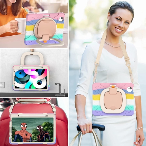 S iPad Air 5th/4th Generation Case 2022/2020, iPad Pro 11 4th Generation Case 2022, Kids Cover Rotate Stand/Hand Grip/Shoulder Strap/Pencil Holder