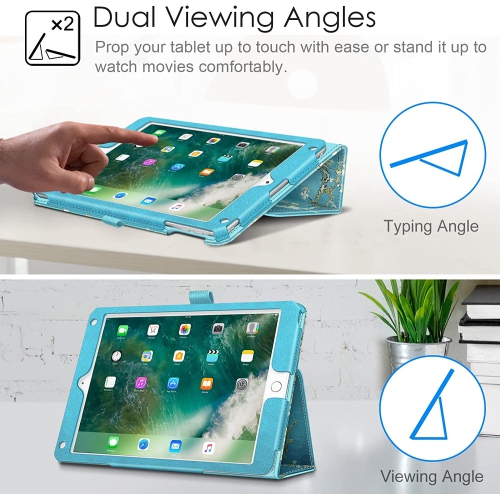 F Case for iPad 9.7 2018/2017, iPad Air 2, iPad Air - [Corner Protection] Premium Vegan Leather Folio Stand Cover, Auto Wake/Sleep for iPad 6th / 5th
