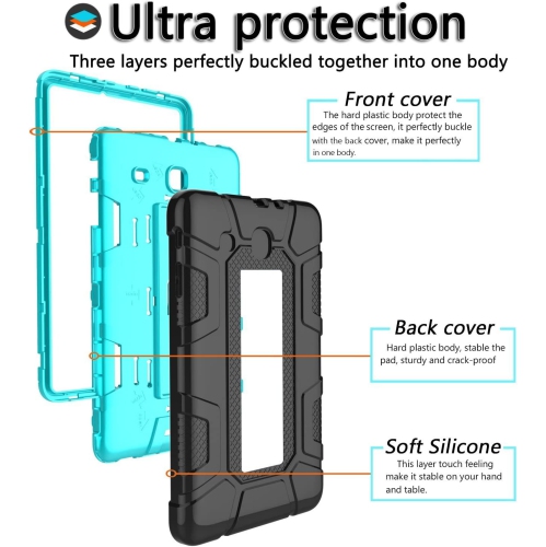 Samsung Galaxy Tab E 9.6 Case, SM-T560 / T561 / T567 Case, Galaxy Tab E 9.6 Case With HD Screen Protector, L [3 in 1] Three Layer Heavy Duty Rugged