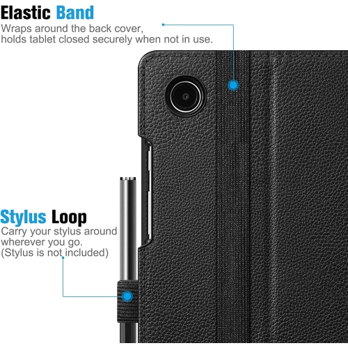 F Case for Samsung Galaxy Tab A8 10.5 inch 2022 Model, Multi-Angle Viewing Smart Stand Back Cover with Pocket Auto Wake/Sleep (Black)