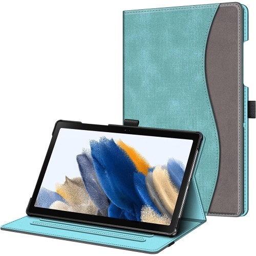 F Case for Samsung Galaxy Tab A8 10.5 inch 2022 Model, Multi-Angle Viewing Smart Stand Back Cover with Pocket Auto Wake/Sleep (Turquoise)