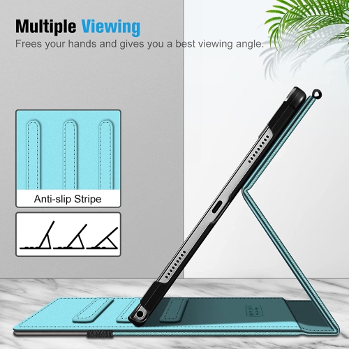 F Case for Samsung Galaxy Tab A8 10.5 inch 2022 Model, Multi-Angle Viewing Smart Stand Back Cover with Pocket Auto Wake/Sleep (Turquoise)