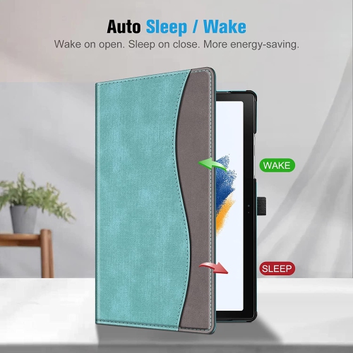 F Case for Samsung Galaxy Tab A8 10.5 inch 2022 Model, Multi-Angle Viewing Smart Stand Back Cover with Pocket Auto Wake/Sleep (Turquoise)