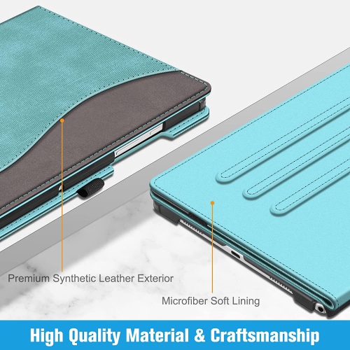 F Case for Samsung Galaxy Tab A8 10.5 inch 2022 Model, Multi-Angle Viewing Smart Stand Back Cover with Pocket Auto Wake/Sleep (Turquoise)