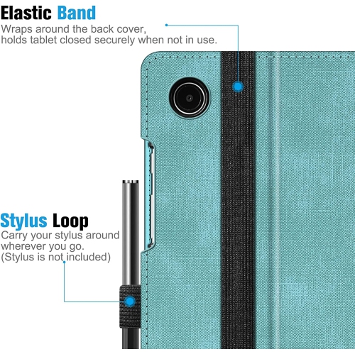 F Case for Samsung Galaxy Tab A8 10.5 inch 2022 Model, Multi-Angle Viewing Smart Stand Back Cover with Pocket Auto Wake/Sleep (Turquoise)