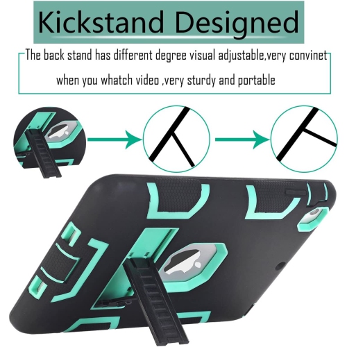 iPad Mini Case, iPad Mini 2 Case, iPad Mini 3 Case, M 3in 1 Heavy Duty Protection Kickstand Combo Hybrid Impact Silicone Hard Case Cover for ipad