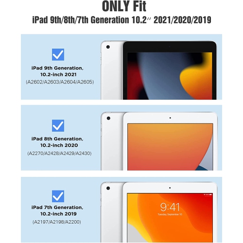 T Case for New iPad 9th Generation 2021/8th Gen 2020/7th Gen 2019, Ultra Slim Lightweight Shock Absorbant Flexible TPU Air-Pillow Edge Protective