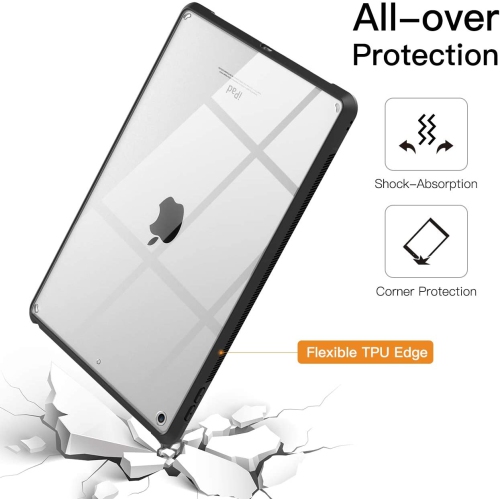 T Case for New iPad 9th Generation 2021/8th Gen 2020/7th Gen 2019, Ultra Slim Lightweight Shock Absorbant Flexible TPU Air-Pillow Edge Protective