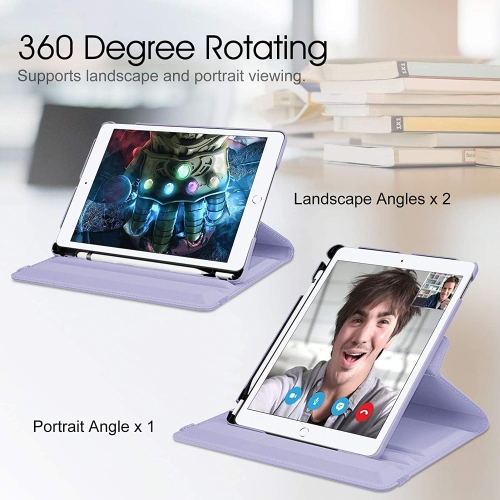 F Rotating Case for iPad 9th Generation / 8th Generation (2020) / 7th Gen (2019) 10.2 Inch - 360 Degree Rotating Protective Stand Cover with Pencil
