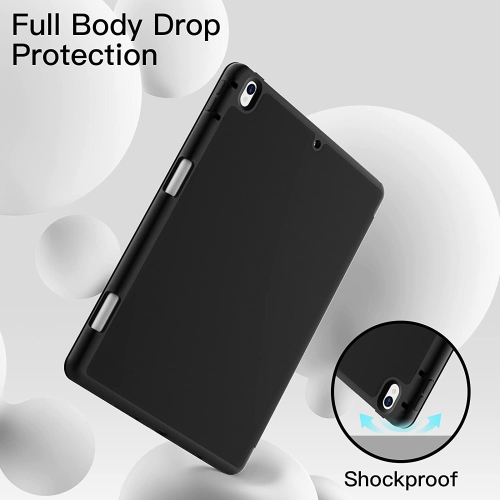 J Case for iPad Air 3 and iPad Pro 10.5 with Pencil Holder, Slim Tablet Cover with Soft TPU Back, Auto Wake/Sleep (Black)